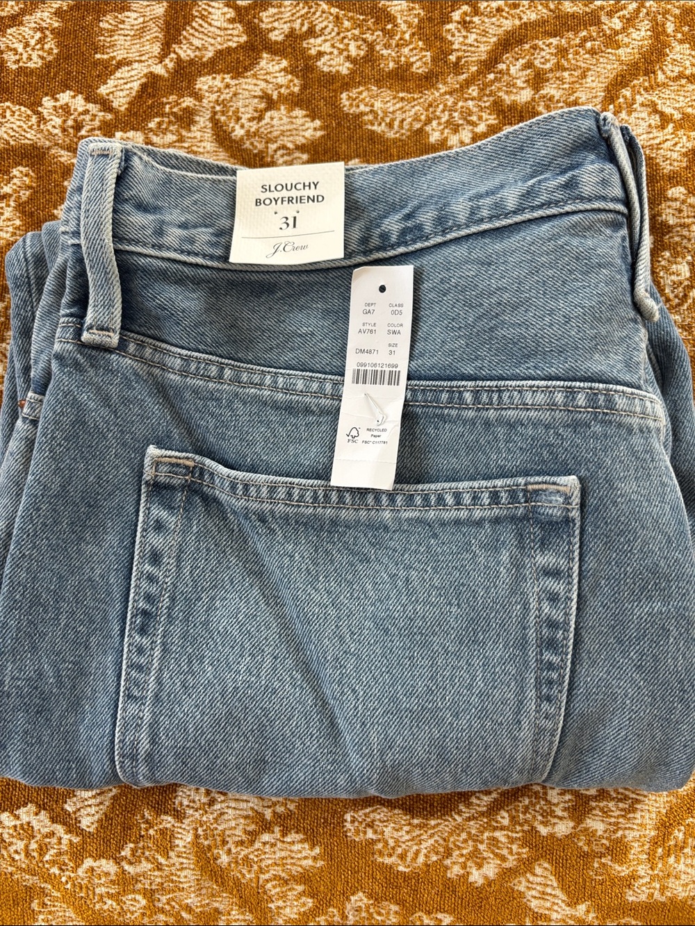 JCrew slouchy boyfriend jeans, medium wash, 100% cotton, hi rise, size 31